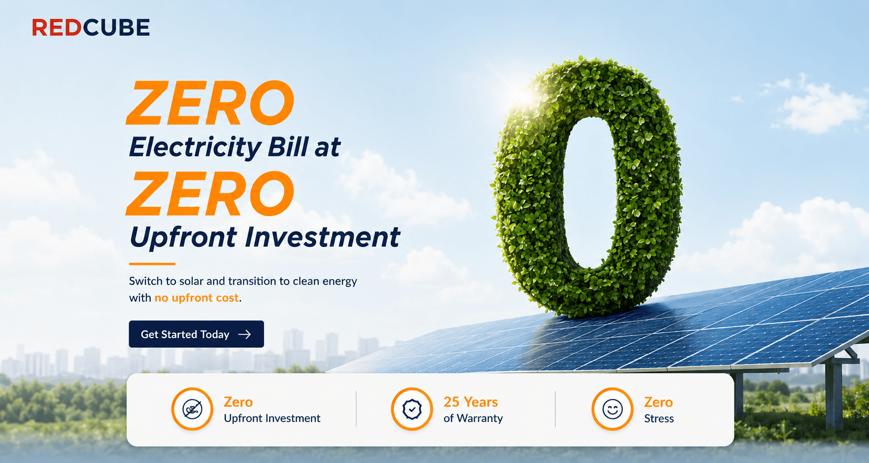 Zero electricity bill at zero upfront investment — switch to solar